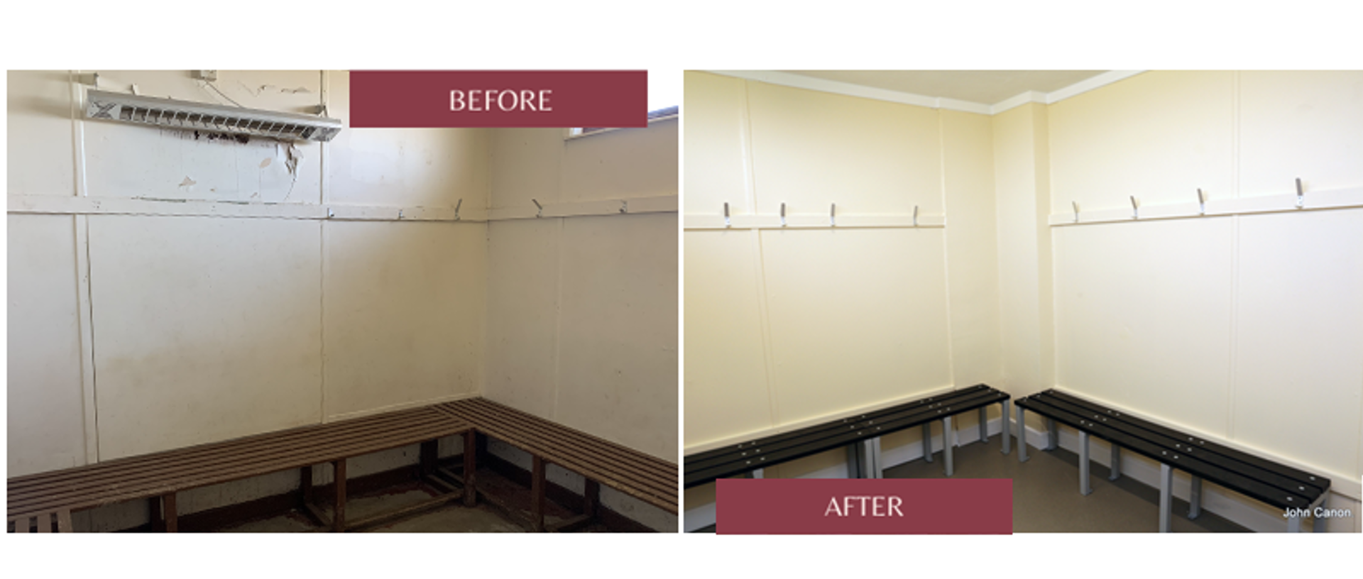 Changing rooms before and after