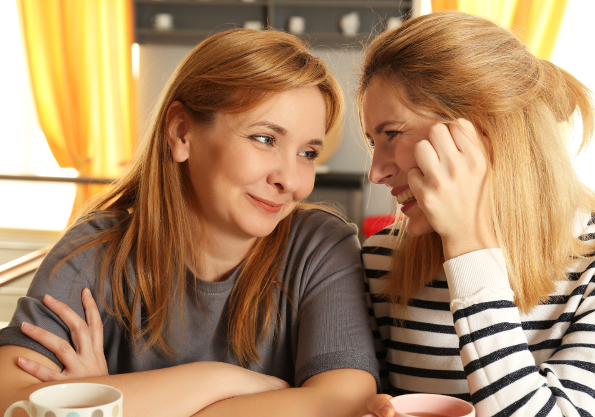 Two people having a cup of tea