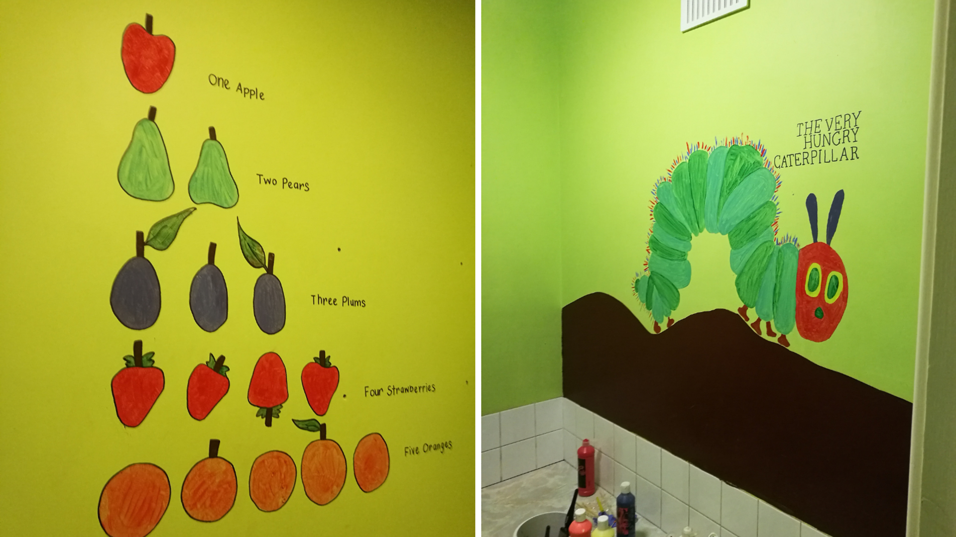 Reparation project, mural painted in a children’s nursery.