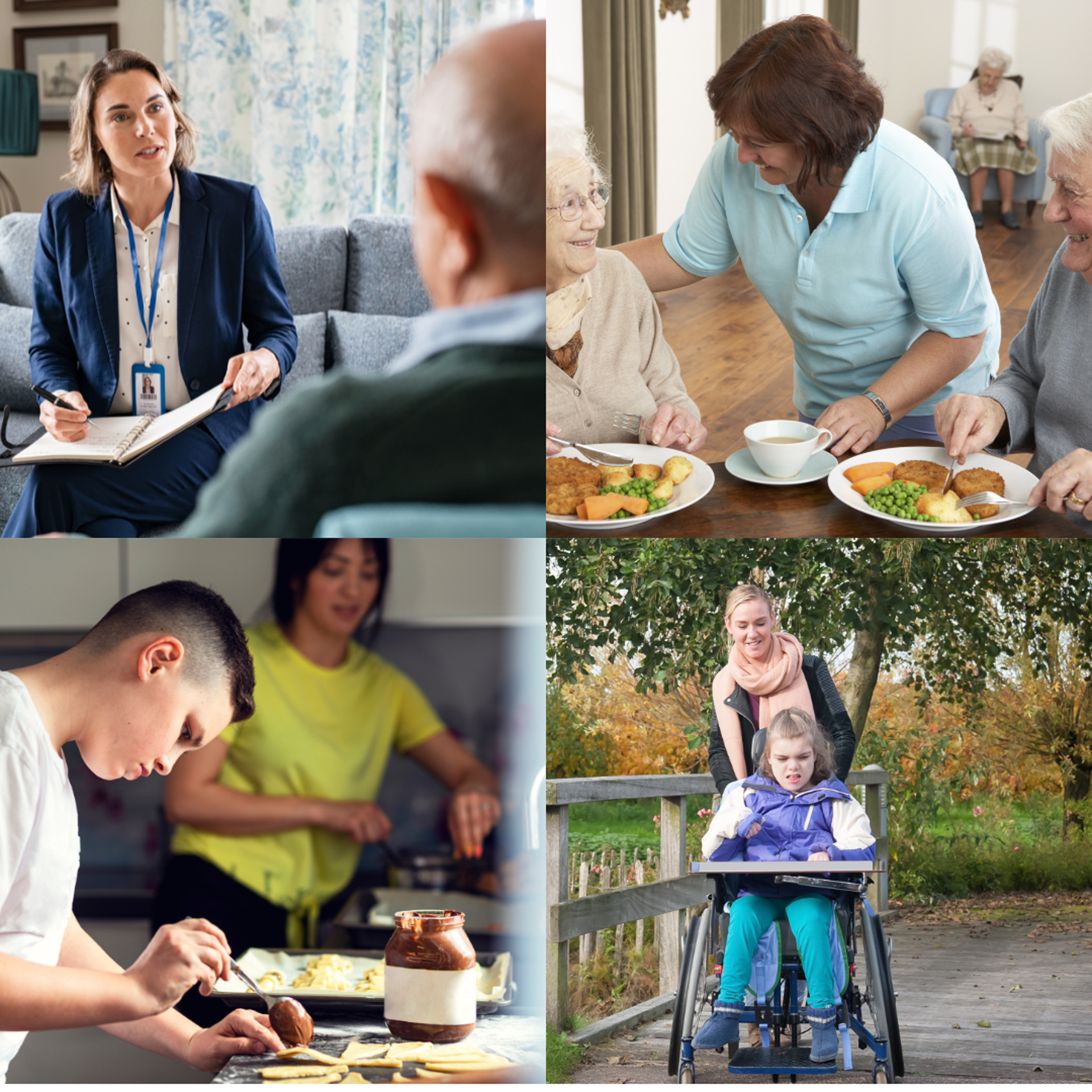 Selection of people at home and in the park